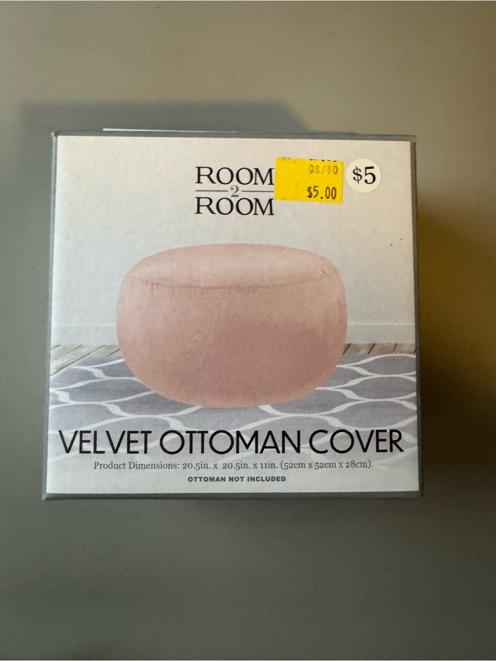 Velvet Ottoman Cover in Blush Pink